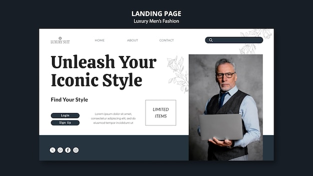 Free PSD luxury men's fashion landing page