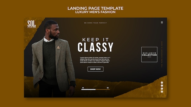 Luxury men's fashion landing page