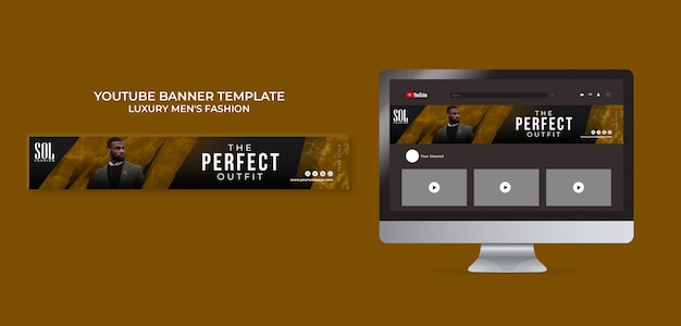 Luxury men’s fashion youtube banner template free PSD download