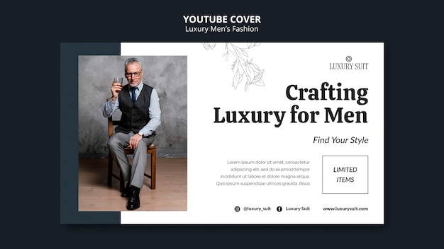 Modello per copertina youtube di moda maschile di lusso