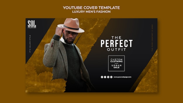 PSD gratuito modello per copertina youtube di moda maschile di lusso