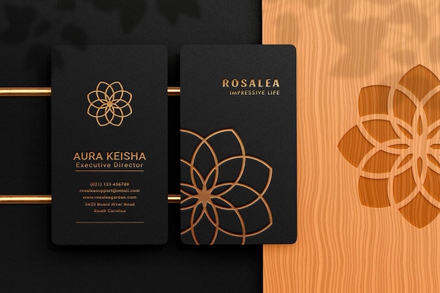 Luxury and modern logo mockup on black vertical business card