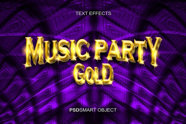 Роскошная музыкальная вечеринка золотой 3D макет в стиле текста