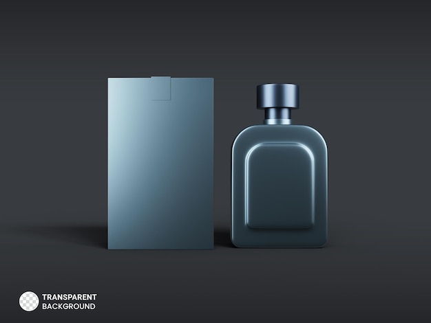 Free PSD luxury perfume spray bottle with box icon isolated 3d render illustration