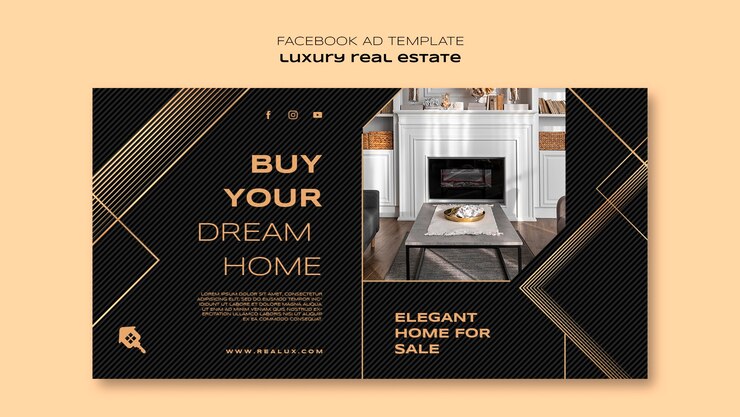 Free PSD luxury real estate  facebook template