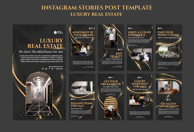 PSD gratuito storie su instagram di immobili di lusso