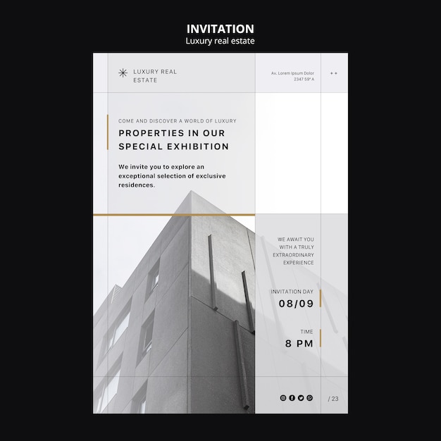 Free PSD luxury real estate invitation template