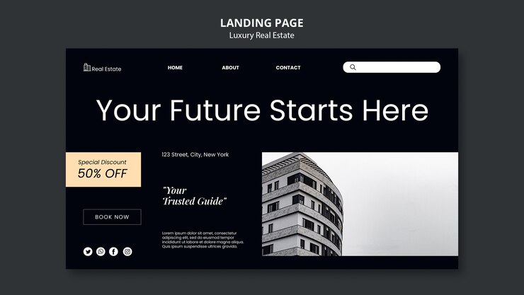 Free PSD luxury real estate  landing page  template