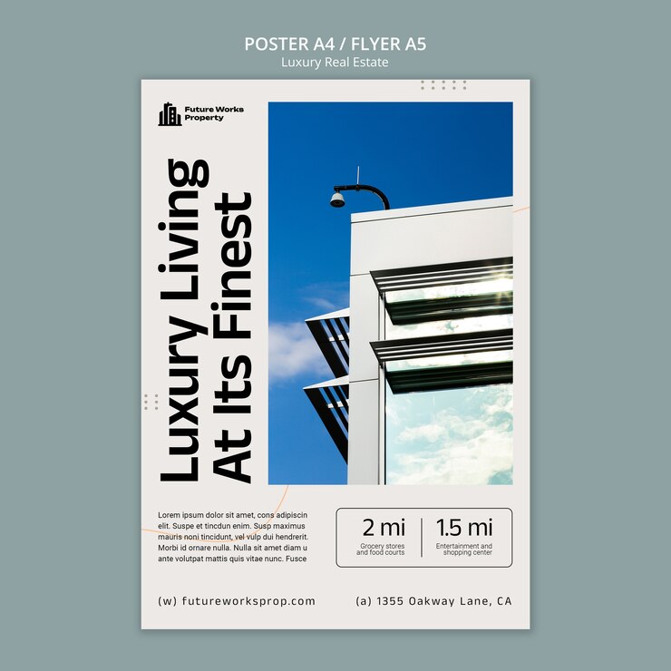 Free PSD luxury real estate poster template