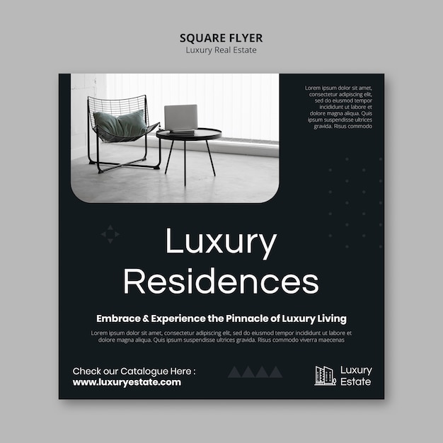 Free PSD luxury real estate square flyer template