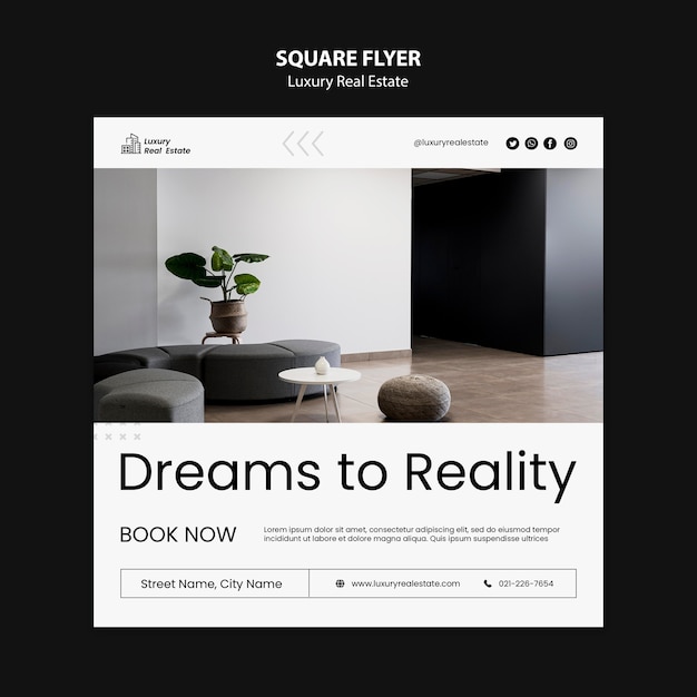 Free PSD luxury real estate square flyer