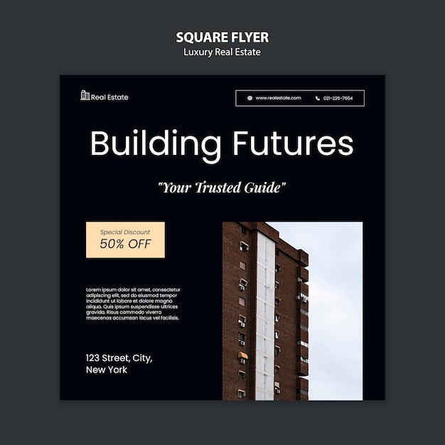 Free PSD luxury real estate square flyer