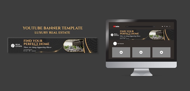 Free PSD luxury real estate youtube banner template