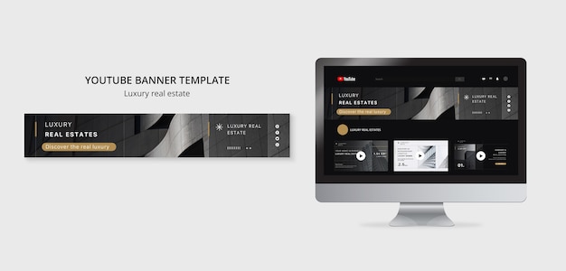 Luxury Real Estate YouTube Banner Template – Free PSD Download