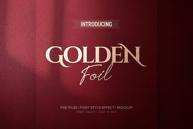 luxury red golden foil text effect