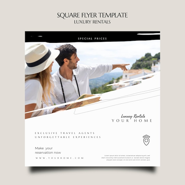 Free PSD luxury rental square flyer template