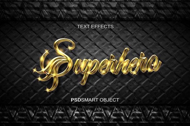 Luxury superhero gold 3D text style mockup