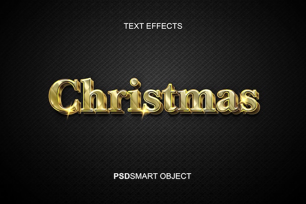 無料PSD 豪華なテキスト効果メリークリスマスゴールド3dテキストスタイル