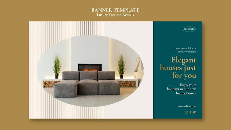 Free PSD luxury vacation rentals banner template