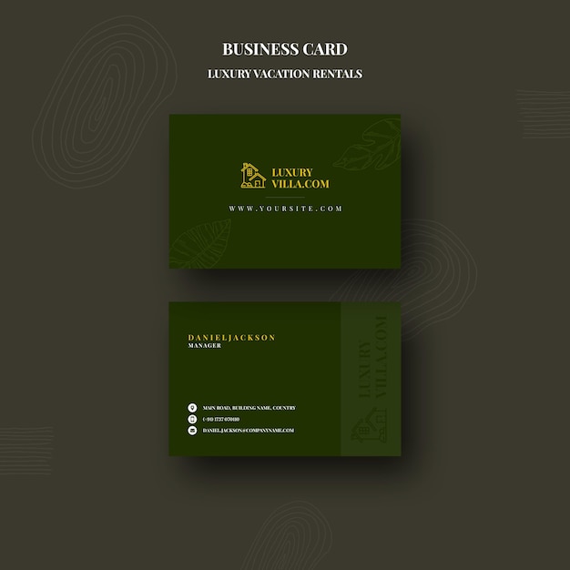 Luxury vacation rentals business card template