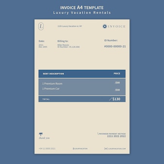 Luxury vacation rentals invoice design template