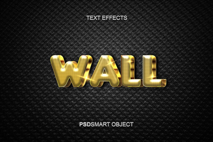 Free PSD luxury wall gold 3d text style effect