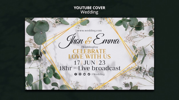 Free PSD luxury wedding celebration youtube cover