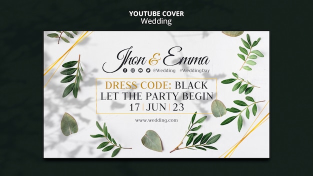 Free PSD luxury wedding celebration youtube cover