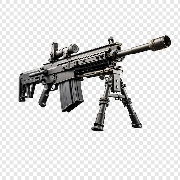 Бесплатный PSD Пулемет m240 изолирован на прозрачном фоне