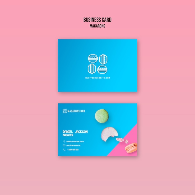 Free PSD macarons business card template design