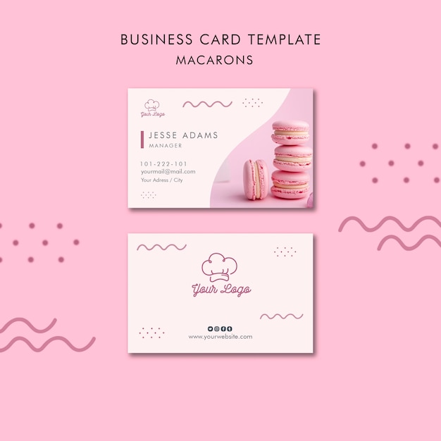 Macarons business card template theme