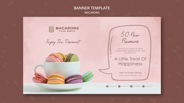 Free PSD macarons concept banner template