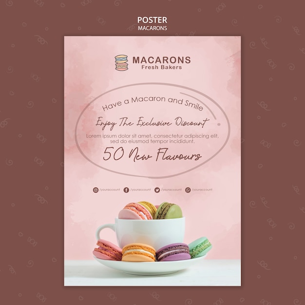 Бесплатный PSD Шаблон постера macarons