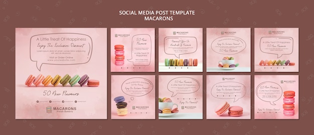Free PSD macarons concept social media post template