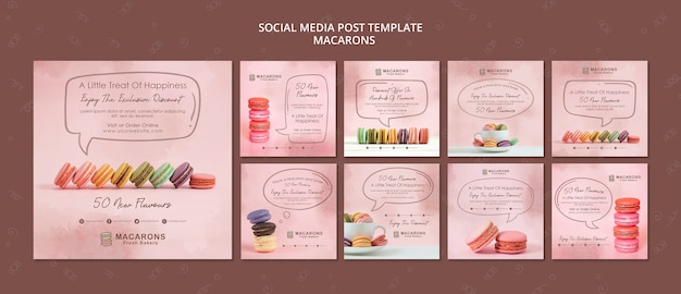 PSD gratuito modello di post social media concetto macarons