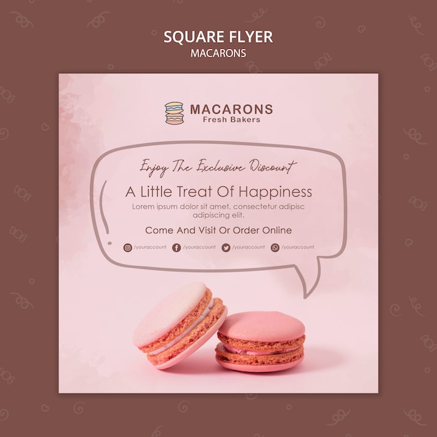 Free PSD macarons concept square flyer template