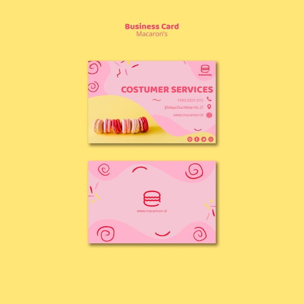 Free PSD macarons customer services business card