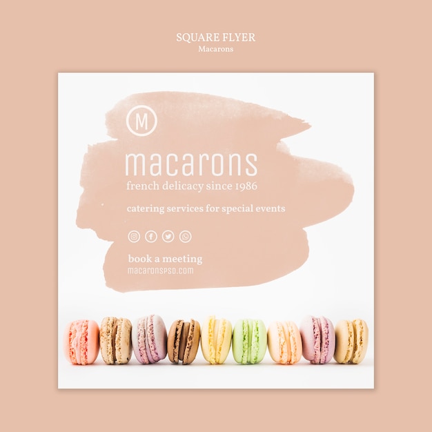 Бесплатный PSD macarons флаер шаблон темы