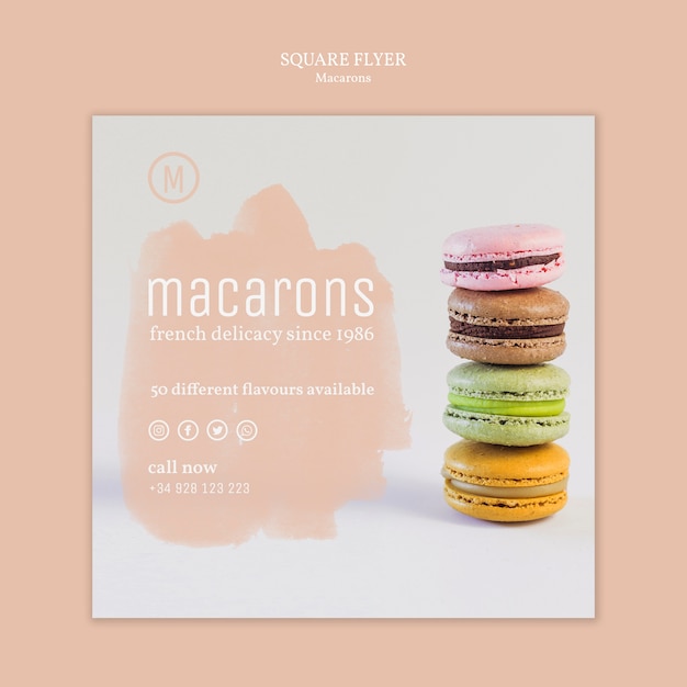 Бесплатный PSD Шаблон флаера macarons