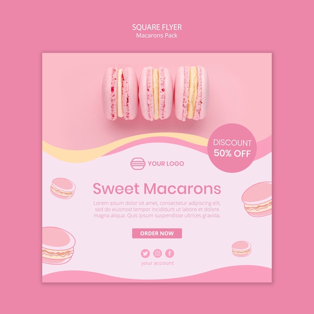 Macarons пакет квадратный флаер