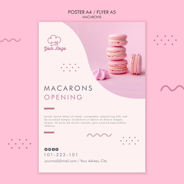 Free PSD macarons poster template concept