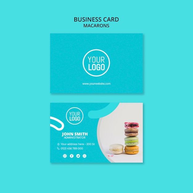 Free PSD macarons premium business card template