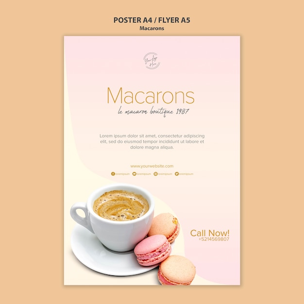 Бесплатный PSD macarons продажа дизайн плаката