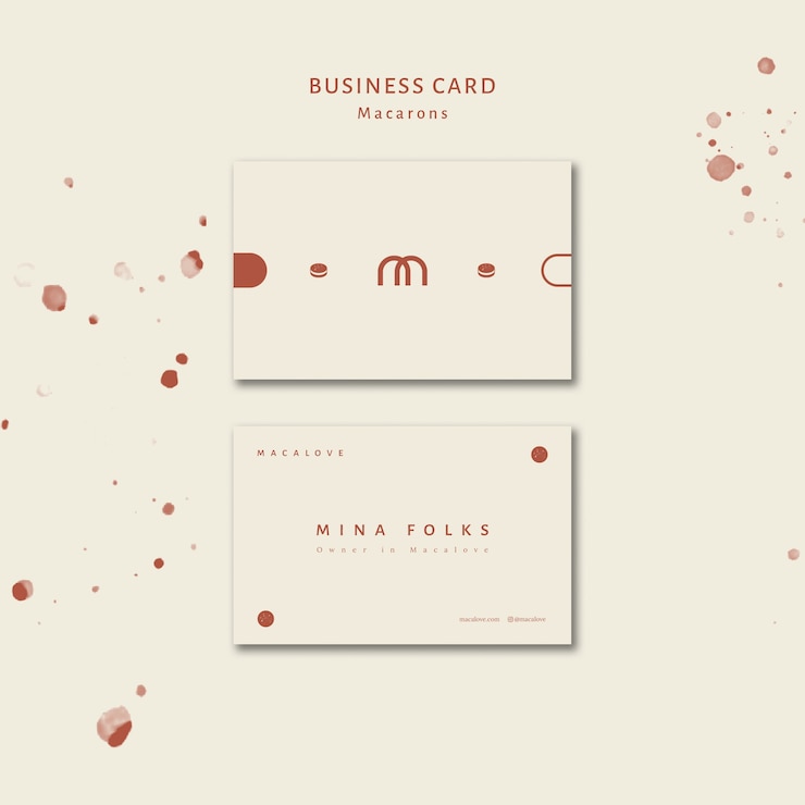 Free PSD macarons shop business card template