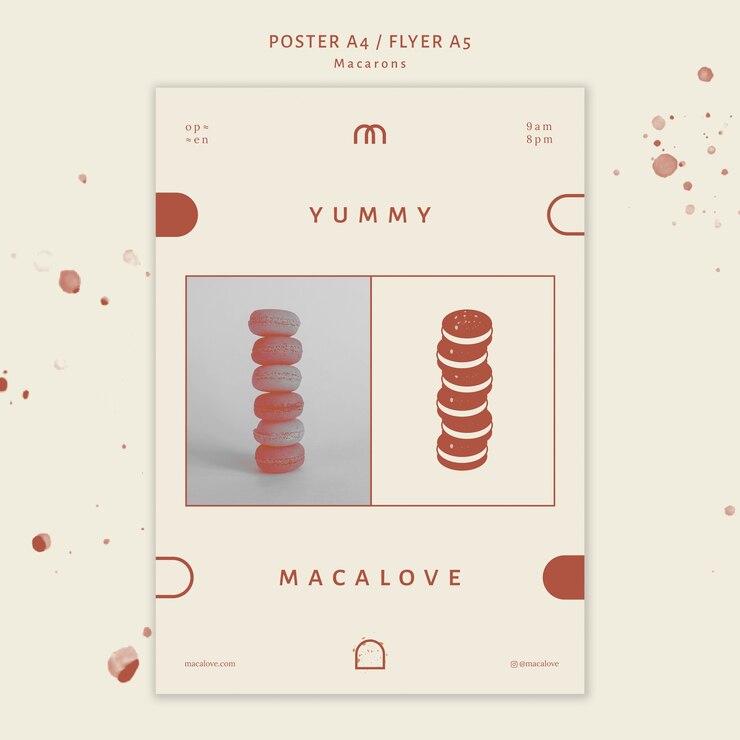 Бесплатный PSD шаблон флаера для магазина macarons