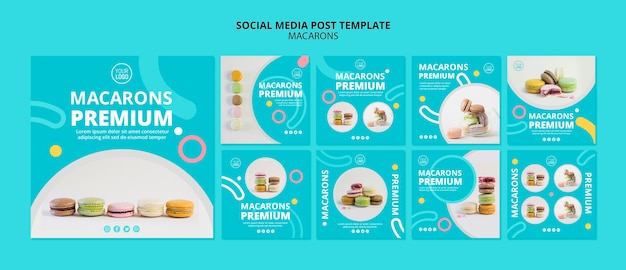 Modello di post social media macarons