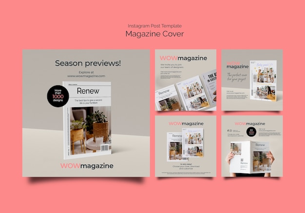 Free PSD magazine business instagram posts collection