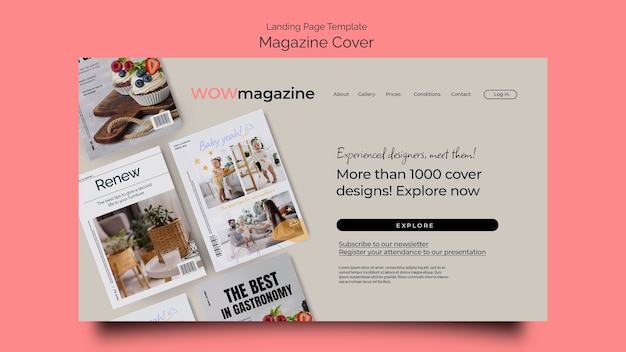 Free PSD magazine business landing page template