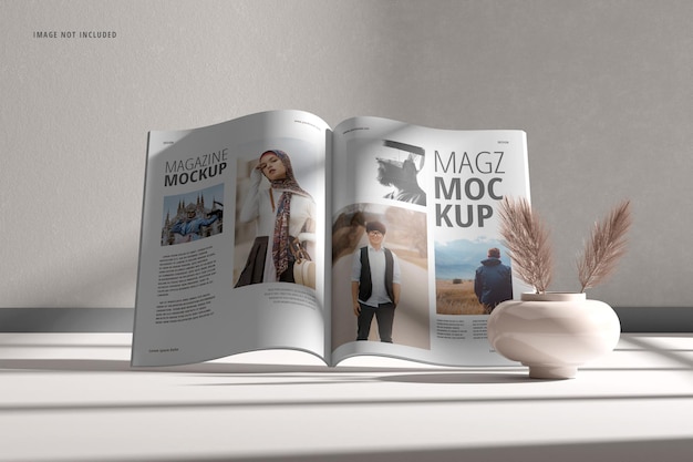 Мокап журнала и обложка каталога макет premium psd