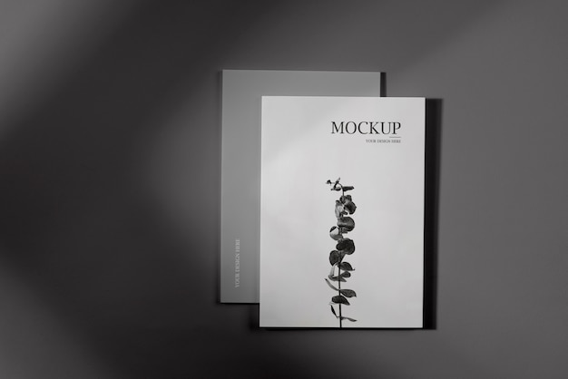 Magazine mockup with shadow overlay